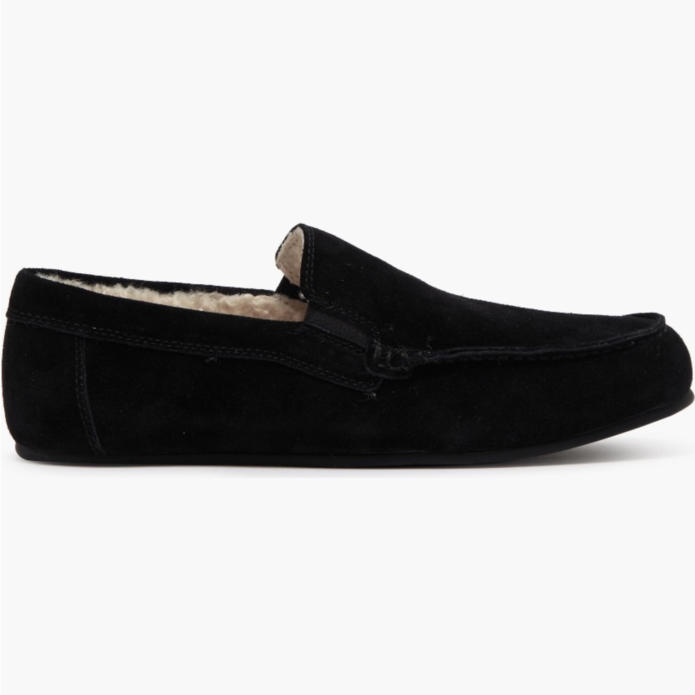 Vince navy blue genuine leather slip ons / slippers w/ faux shearling lining